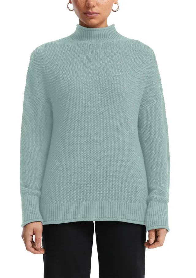 s.Oliver QS Strickpullover Stehkragen Mehrfarbig Baumwollmix