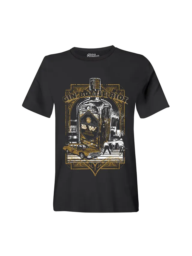 dna merch Gin Bottle Riot 1964 T-Shirt Schwarz