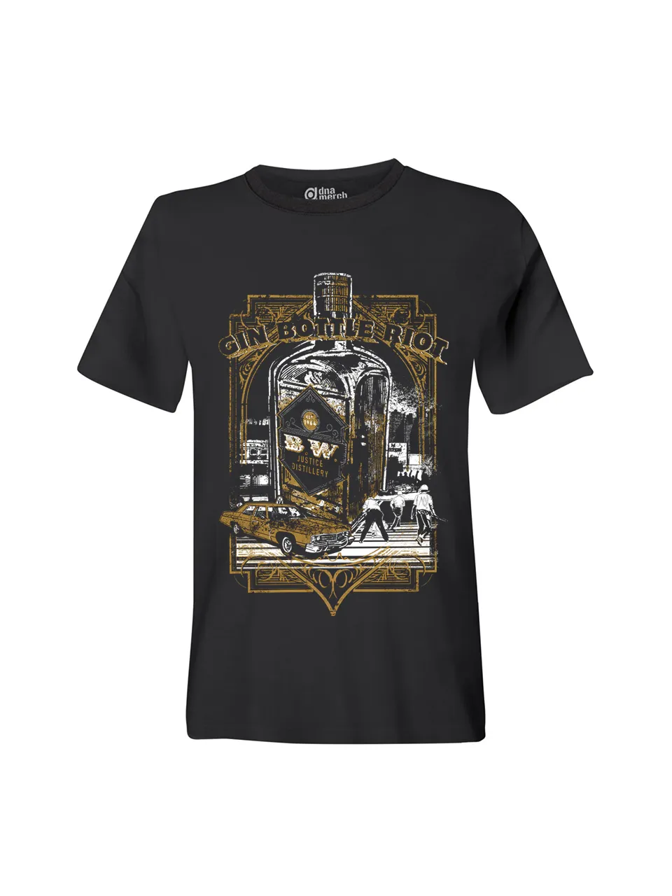 dna merch Gin Bottle Riot 1964 T-Shirt Schwarz