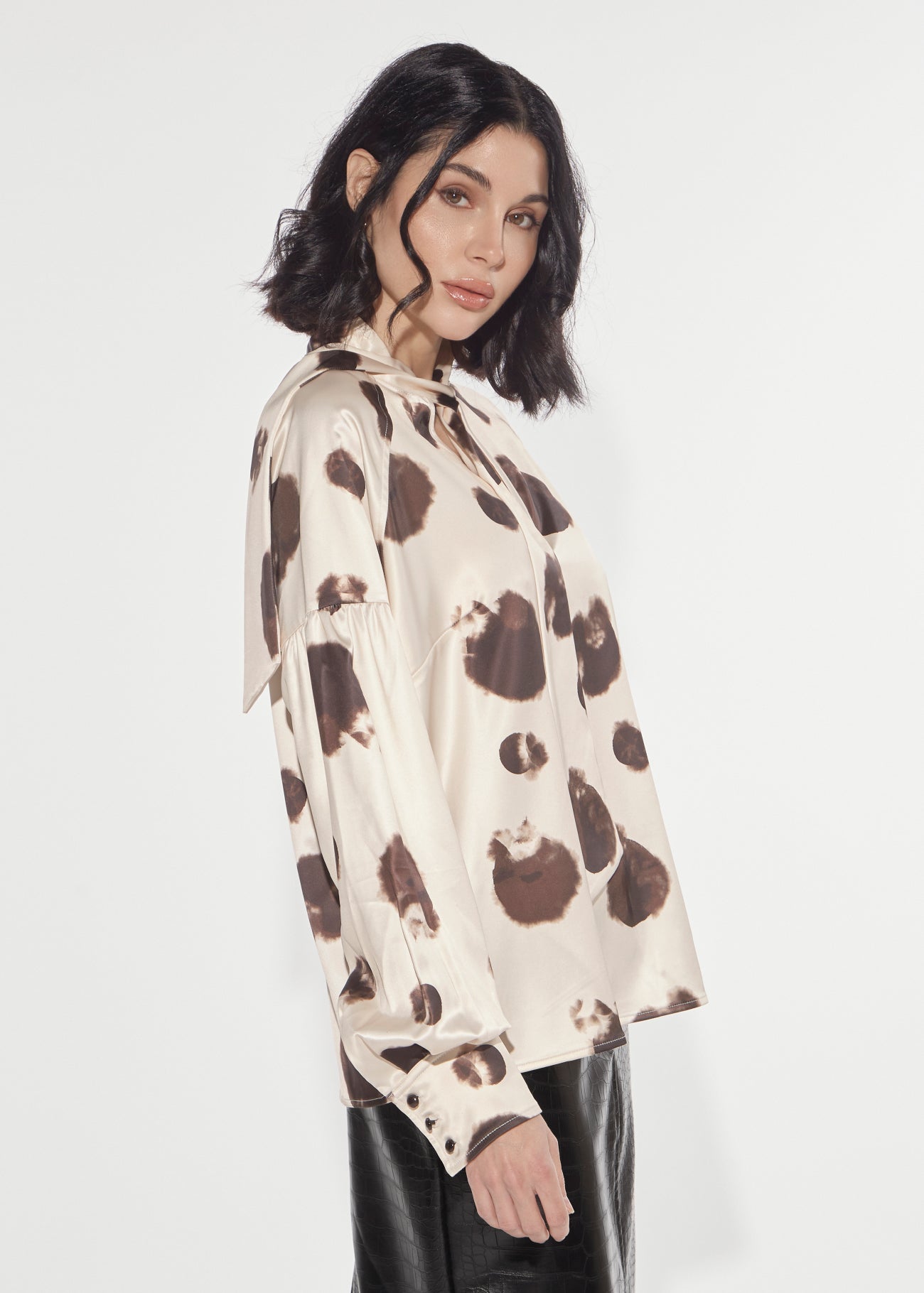 Denny Rose Ink Bluse Vanilla Espresso Satin