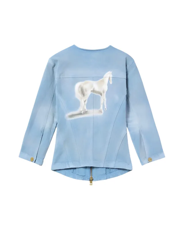 Mowalola Slim Moto Blue Pony Jacke blau Denim