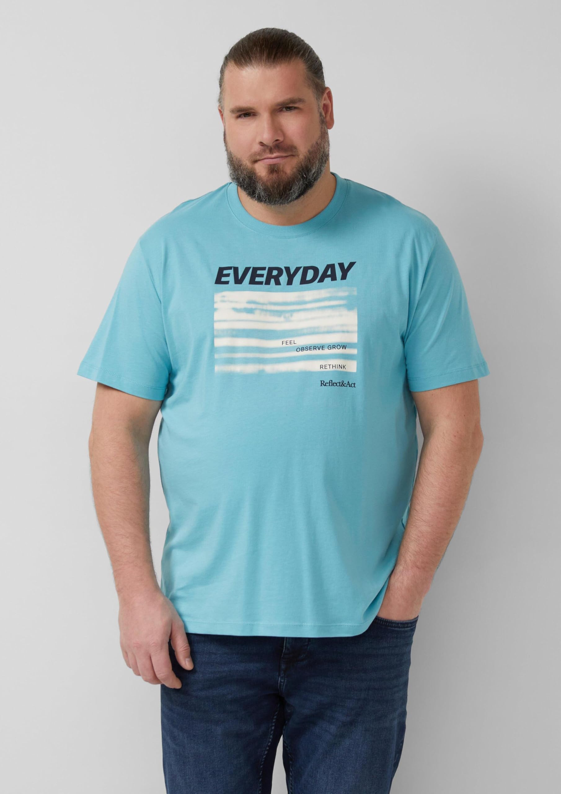 s.Oliver T-Shirt Baumwolljersey Frontprint Türkis XXL