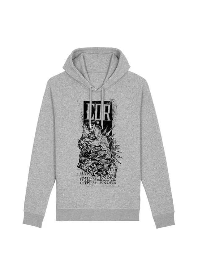 COR Herztier Unregierbar Kapuzenpullover Heidegrau Band-Merch