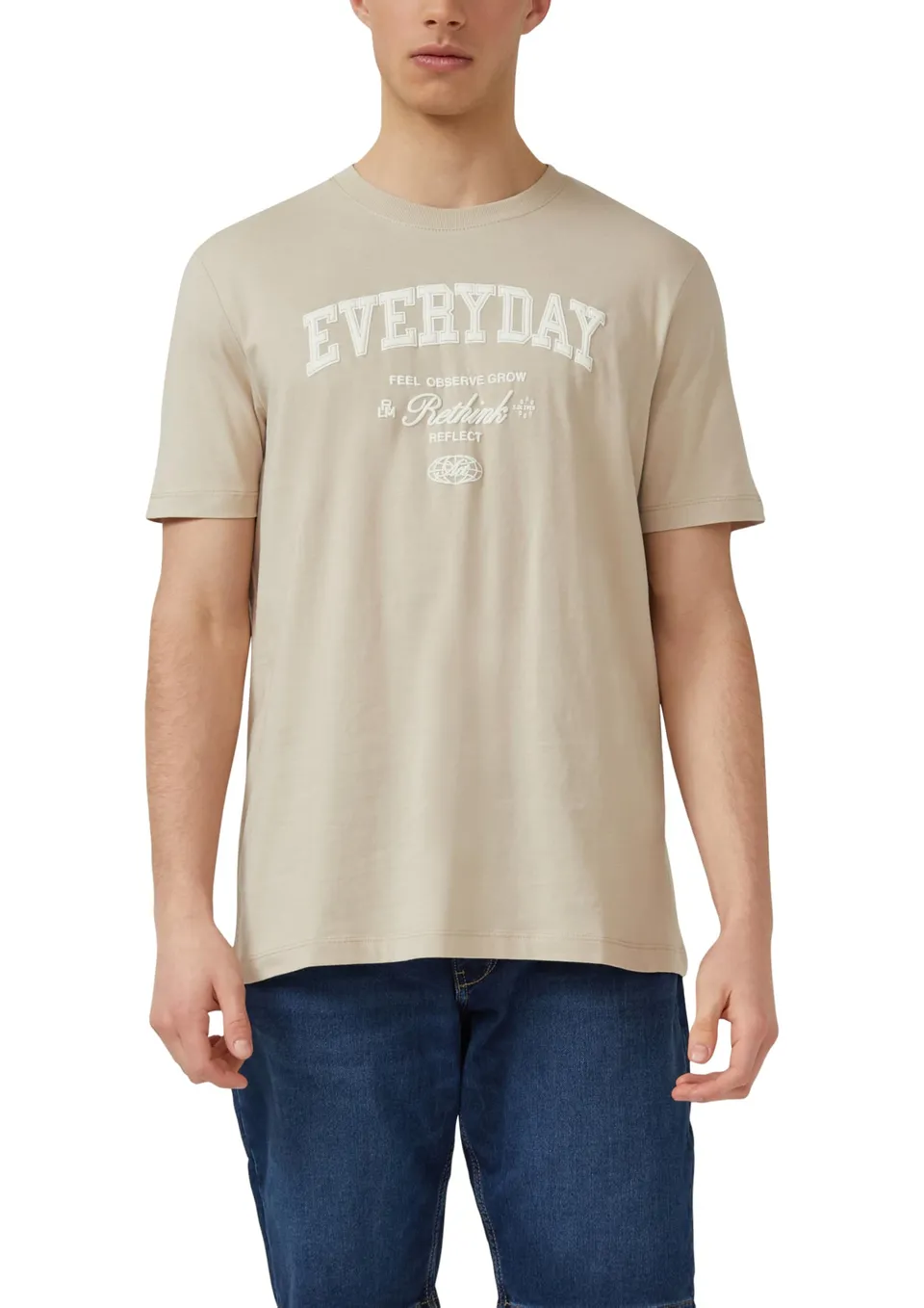 s.Oliver Frontprint T-Shirt Baumwolljersey Weiß