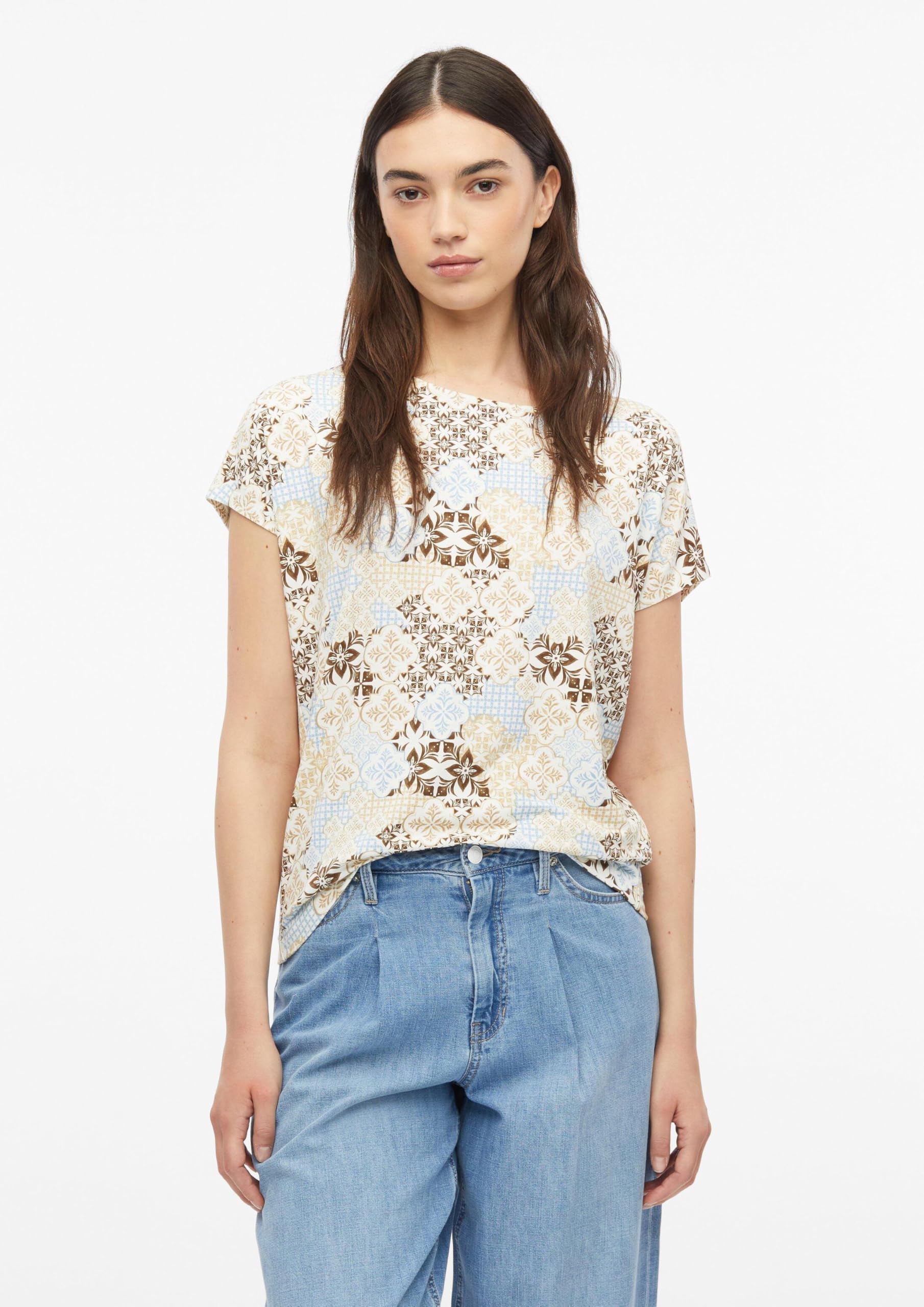 s.Oliver Jersey-Shirt Überschnitten Print Bordeaux