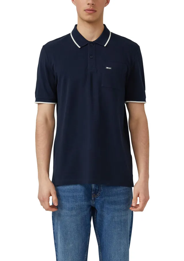 s.Oliver Junior Flammgarn-Piqué Poloshirt navy aus Baumwolle