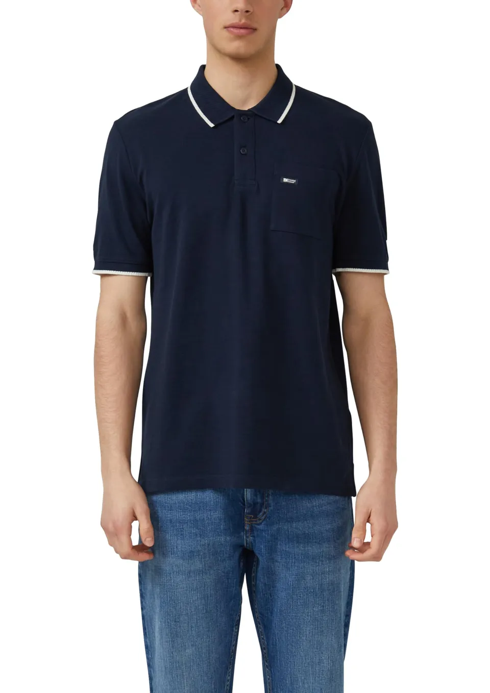s.Oliver Junior Flammgarn-Piqué Poloshirt navy aus Baumwolle