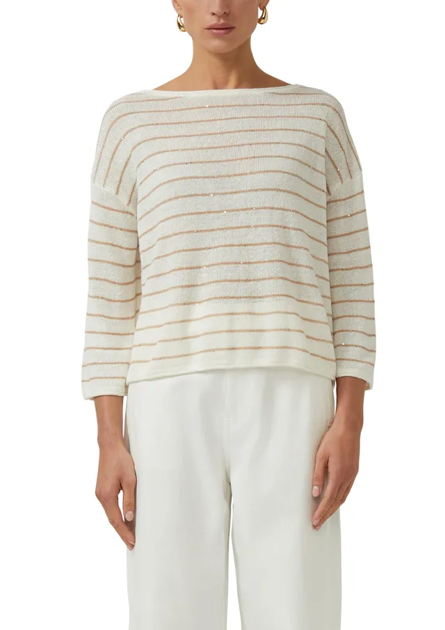 s.Oliver Red Label Strickpullover Leinenmix Pailletten Gr.L