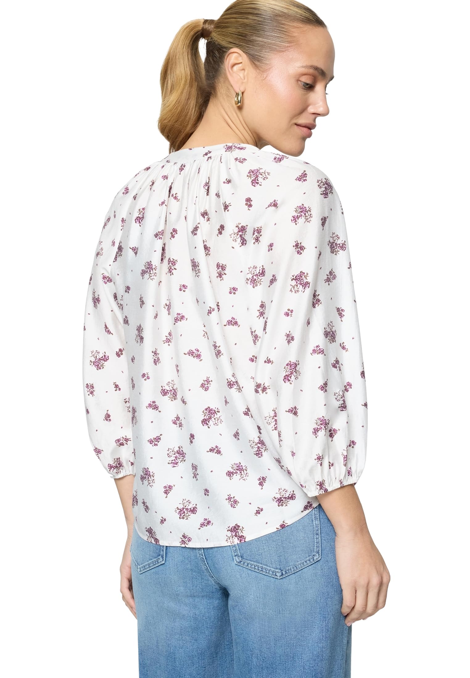 zero Schlupfbluse mit Leoprint und 3/4-Arm beige