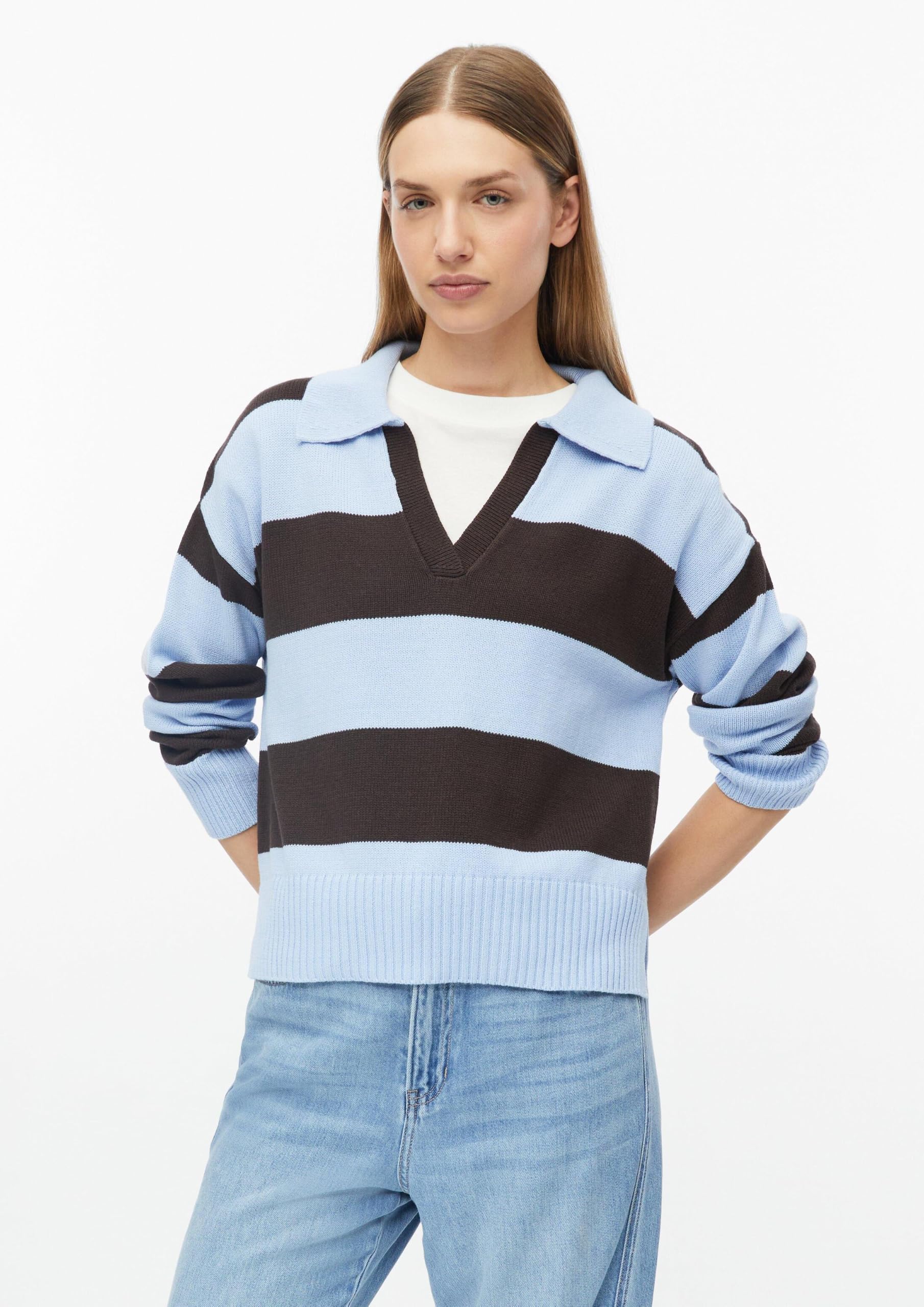 s.Oliver RED LABEL Strick-Polo Streifen Hellblau Gr.34