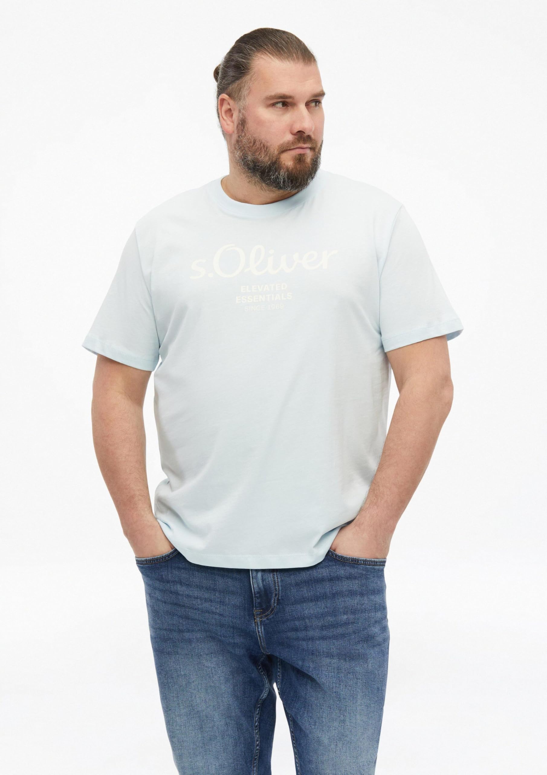 s.Oliver Baumwoll-T-Shirt Logo-Print Dunkelbraun