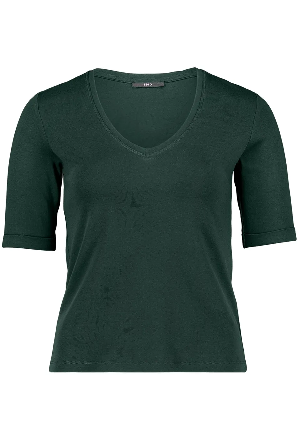 zero Basic Shirt V-Ausschnitt Baumwolle Kurzarm