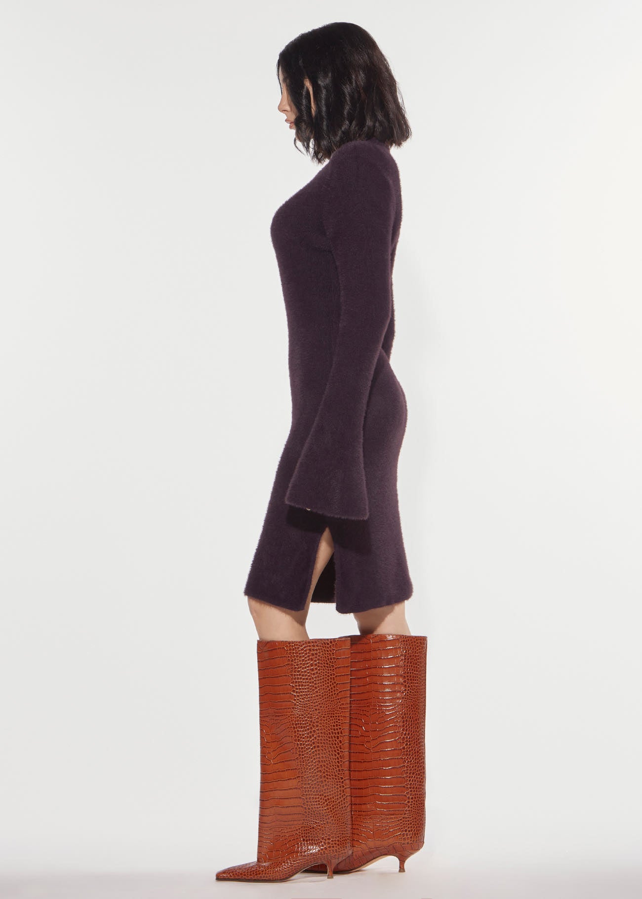 Denny Rose Tubino Midikleid Mole Schlitz Strick