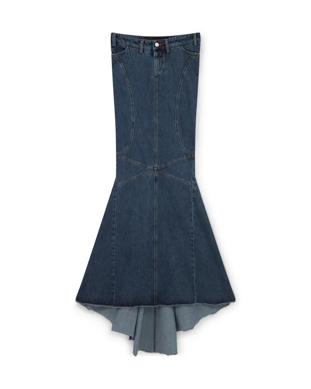 Mowalola Denim Mermaid Rock Jeansrock True Denim lang