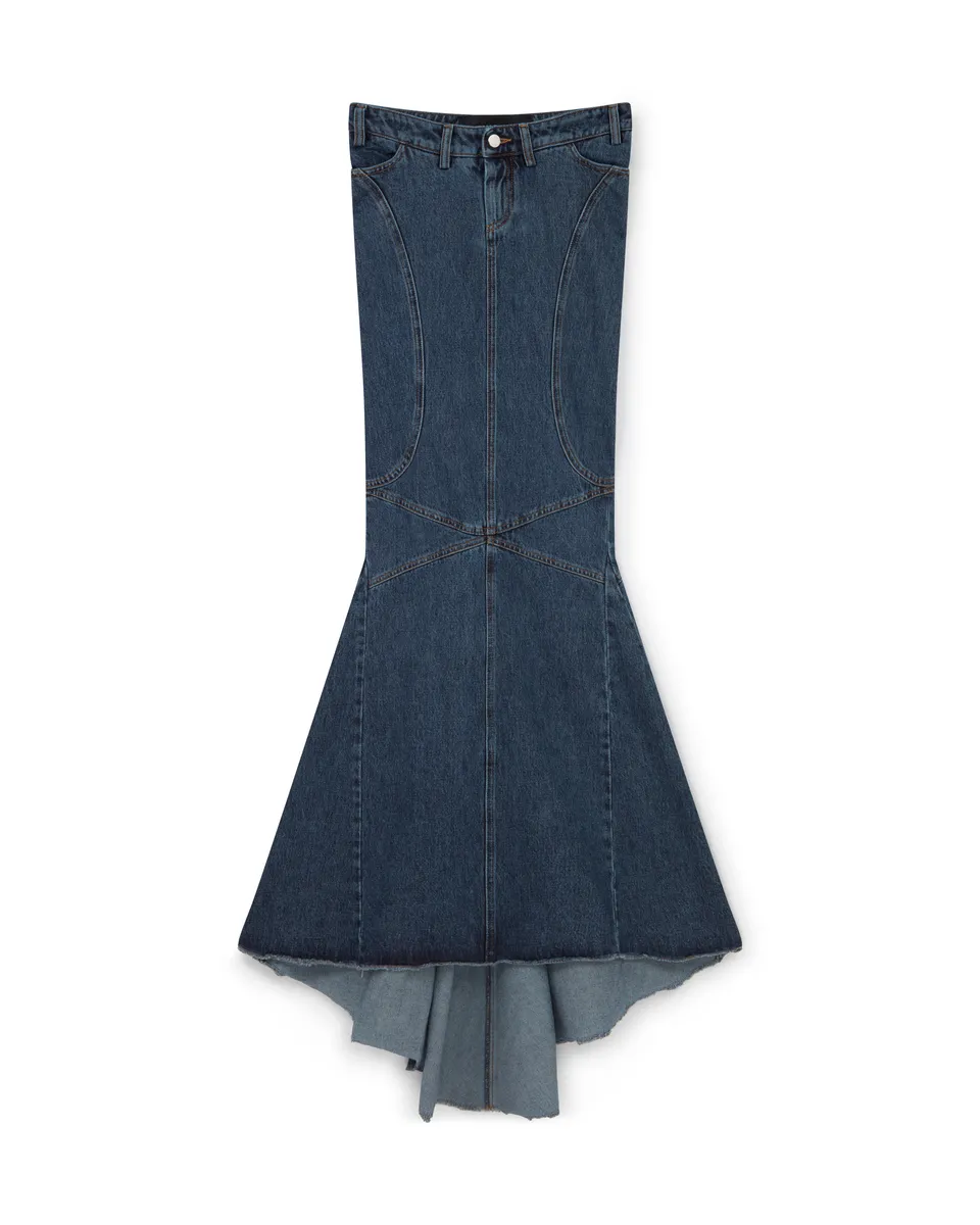 Mowalola Denim Mermaid Rock Jeansrock True Denim lang