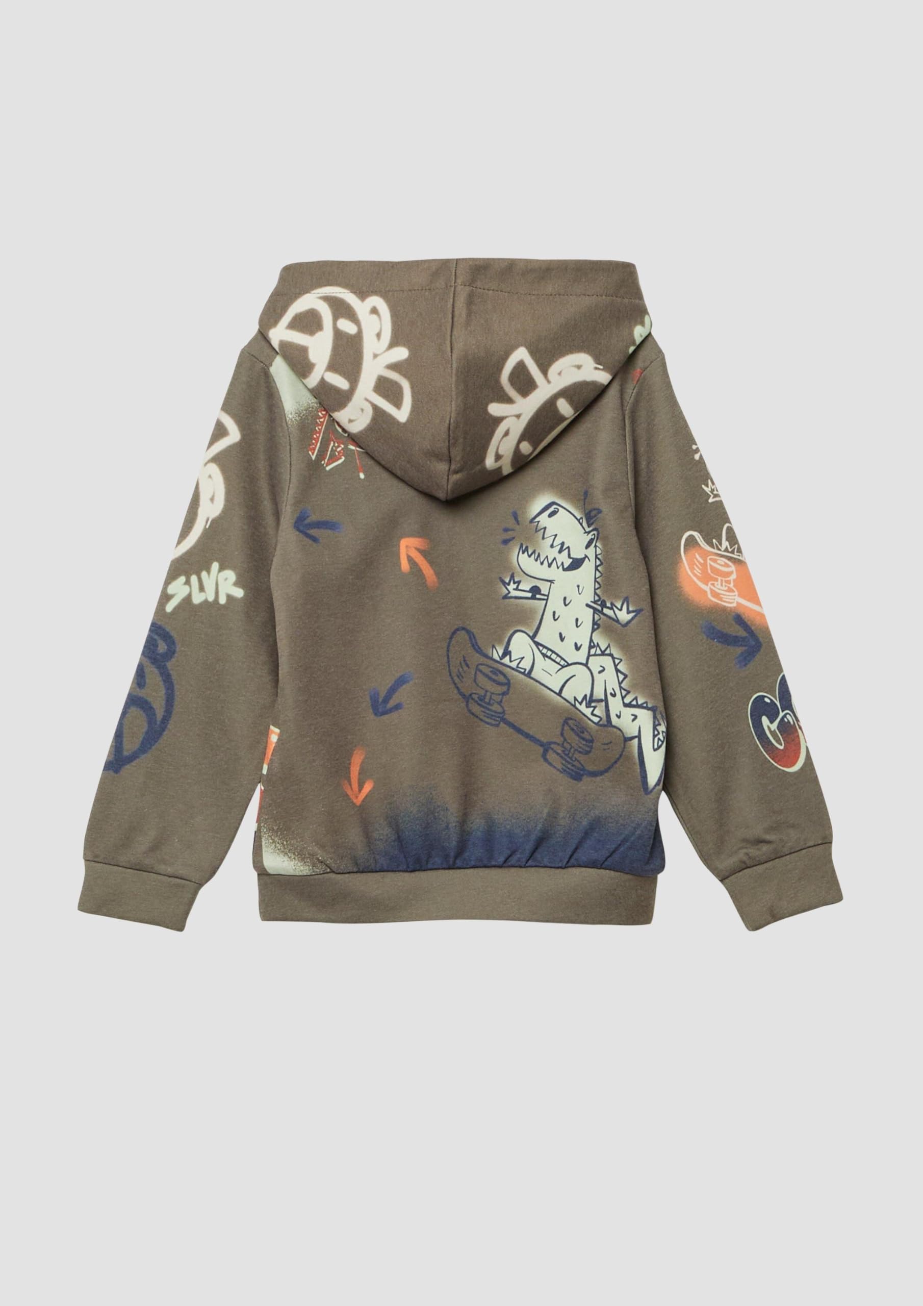 s.Oliver RED LABEL Hoodie Graffiti-Print braun creme weich