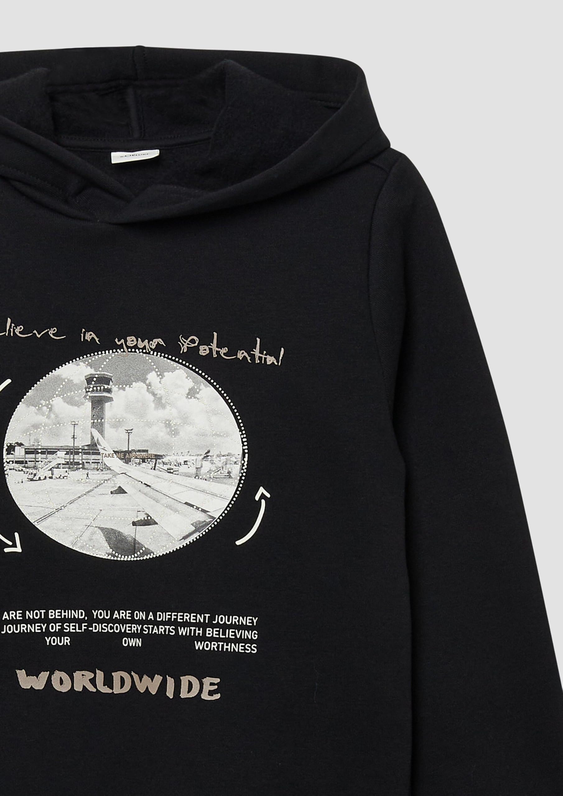 s.Oliver RED LABEL Hoodie Frontprint 170-176 schwarz Kapuze