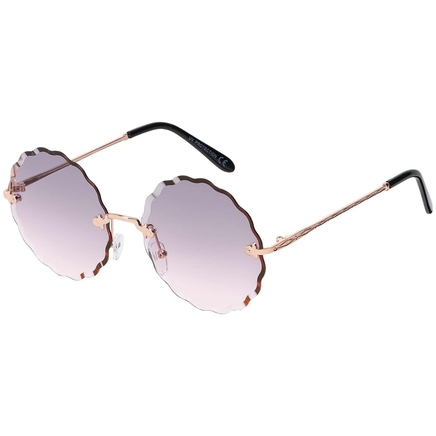 BEZLIT Damen Sonnenbrille rund randlos Blau Rosa Verlauf UV400