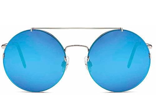 BEZLIT Runde Unisex Sonnenbrille Retro Metall UV400 Doppelsteg