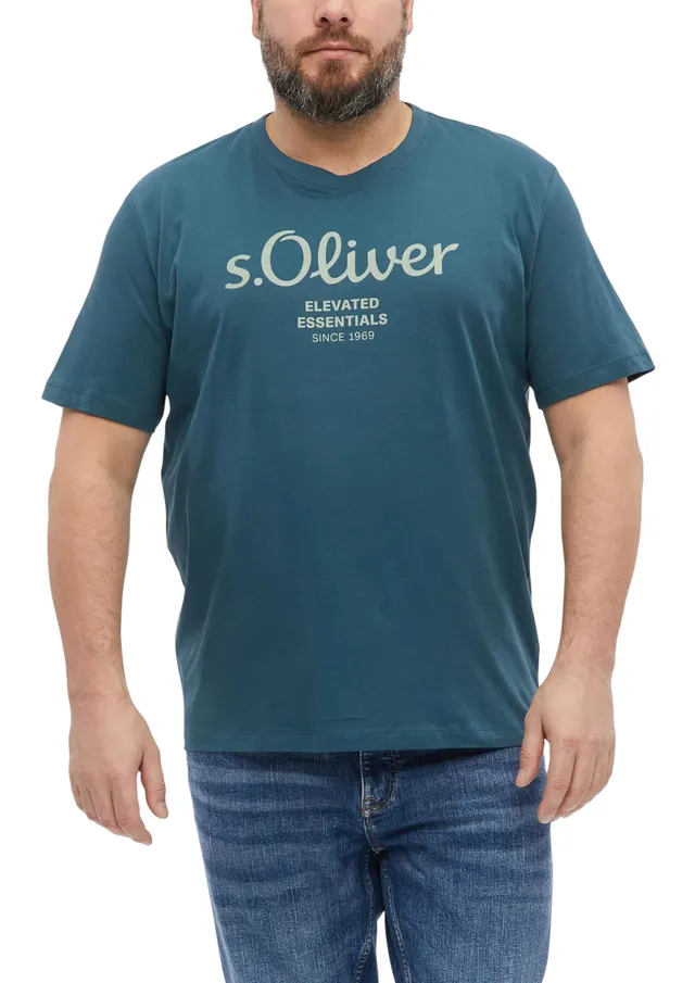s.Oliver Big Size Fit Herren T-Shirt Label-Print Jersey