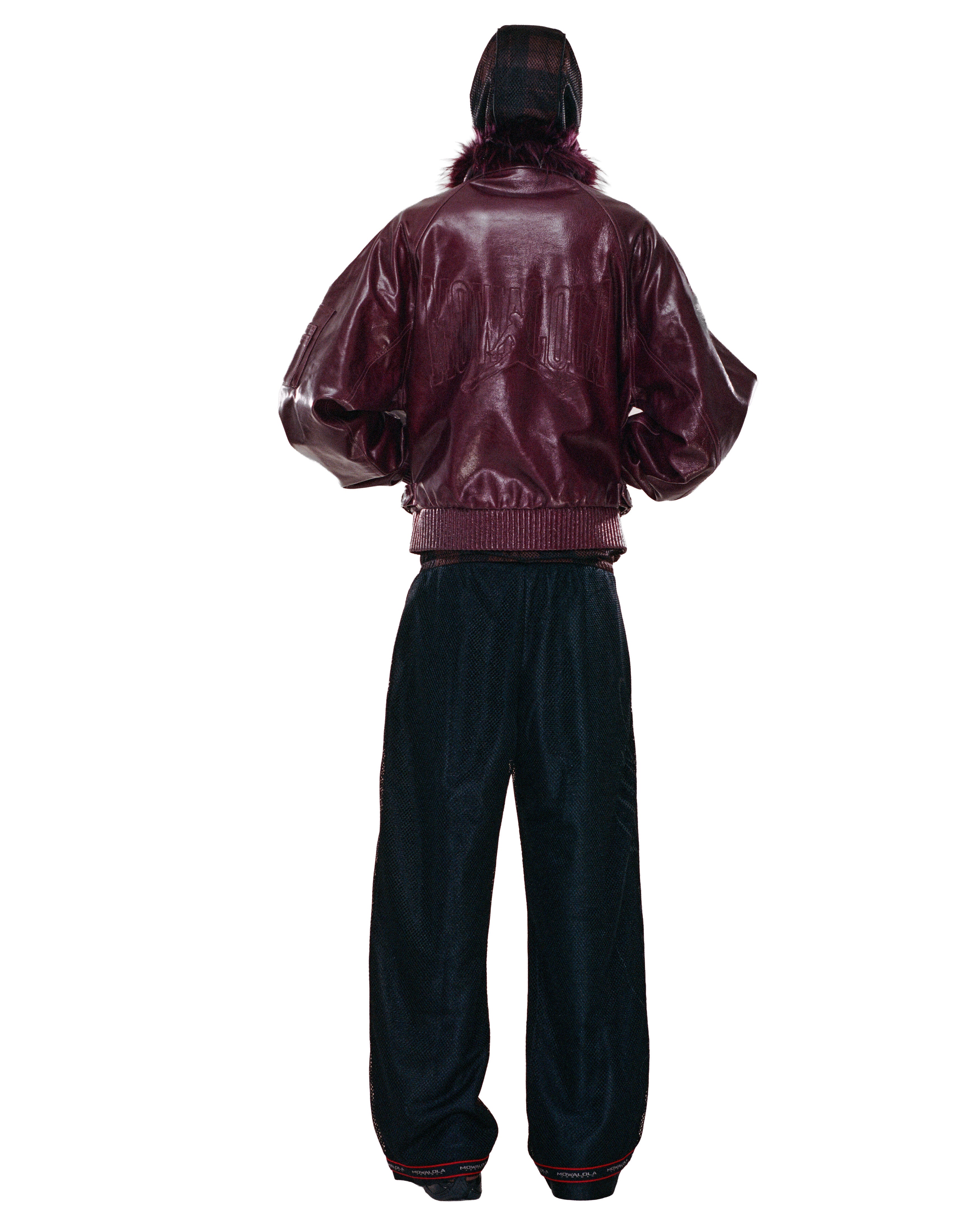 Mowalola Jordan Lederjacke Night Maroon aus Leder