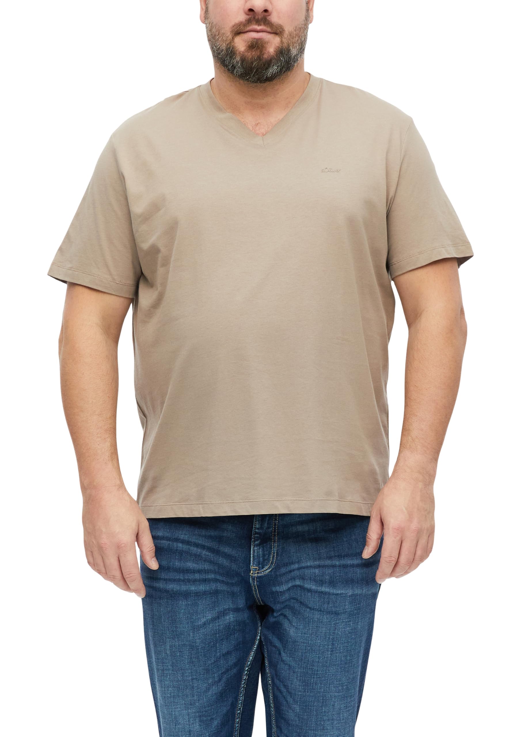 s.Oliver Junior T-Shirt Logo V-Neck Baumwolle Blau