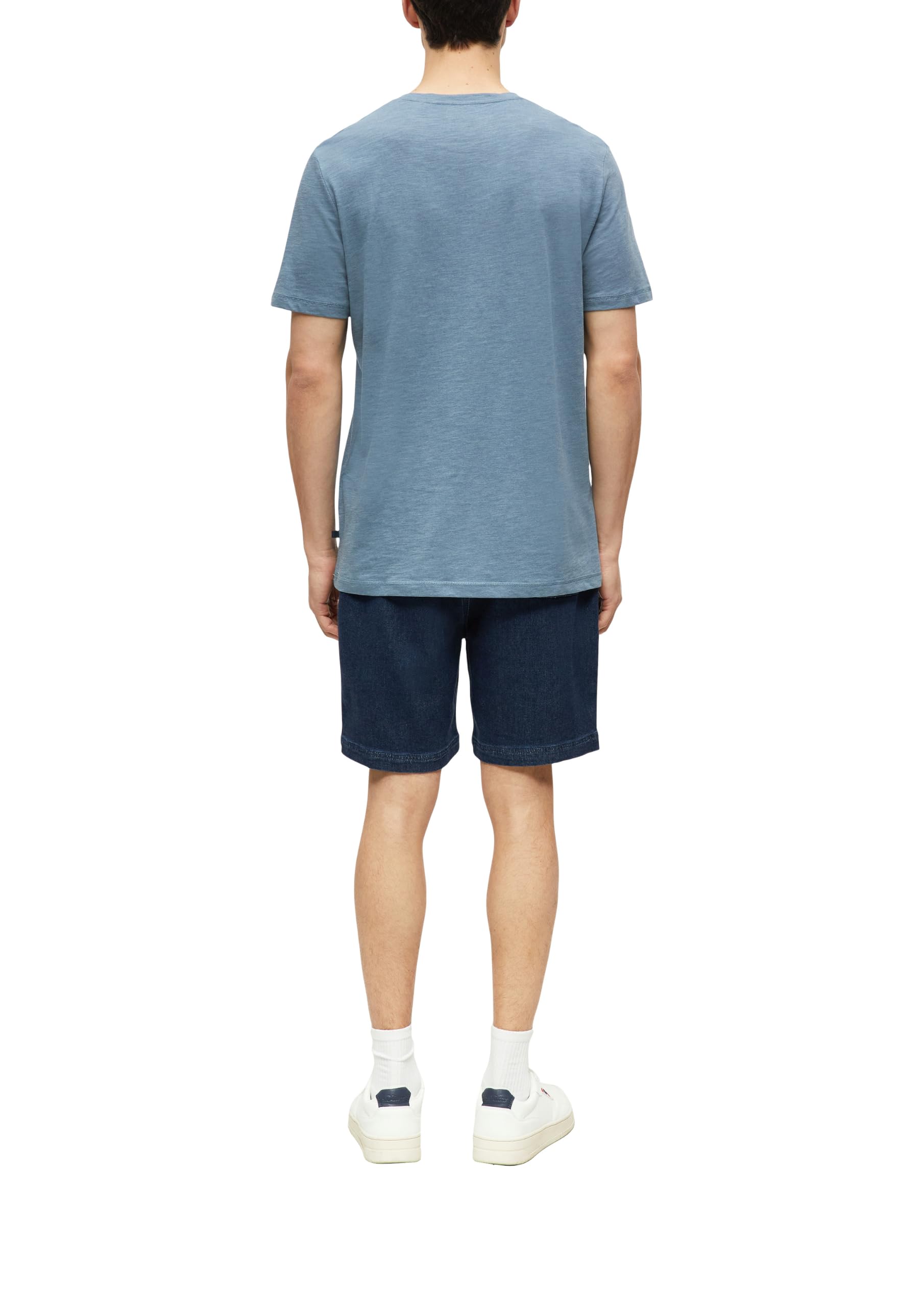 s.Oliver T-Shirt V-Ausschnitt Baumwollmix Blau Regular