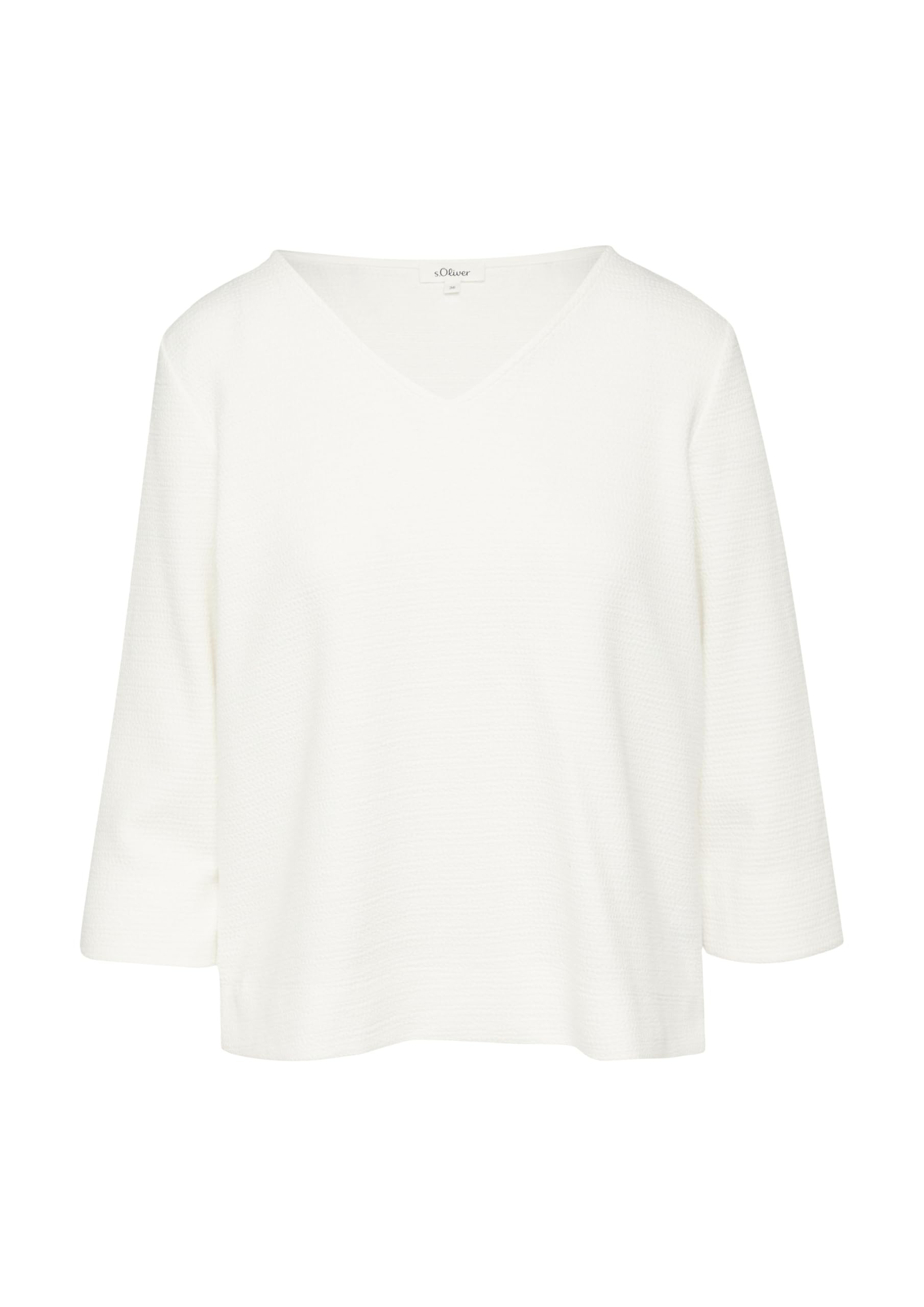 s.Oliver Sweatshirt mit V-Ausschnitt 3/4-Arm Jersey strukturiert