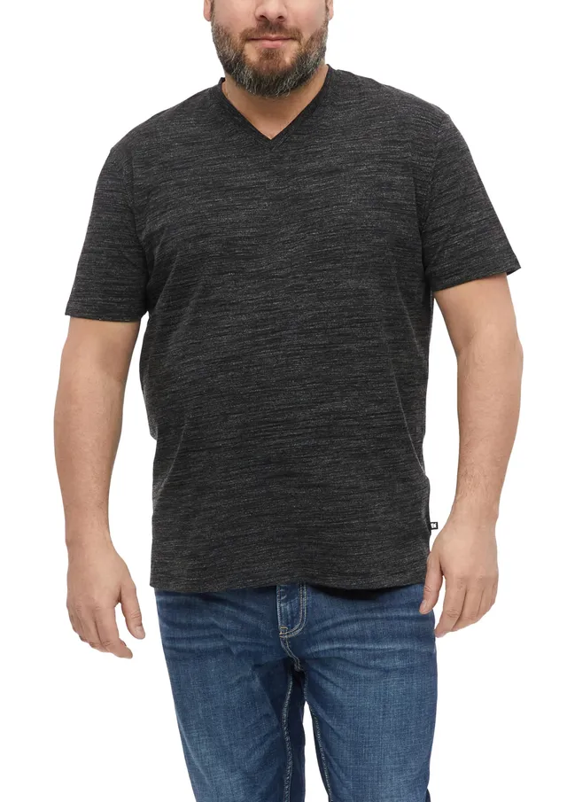 s.Oliver V-Ausschnitt T-Shirt meliert schwarz