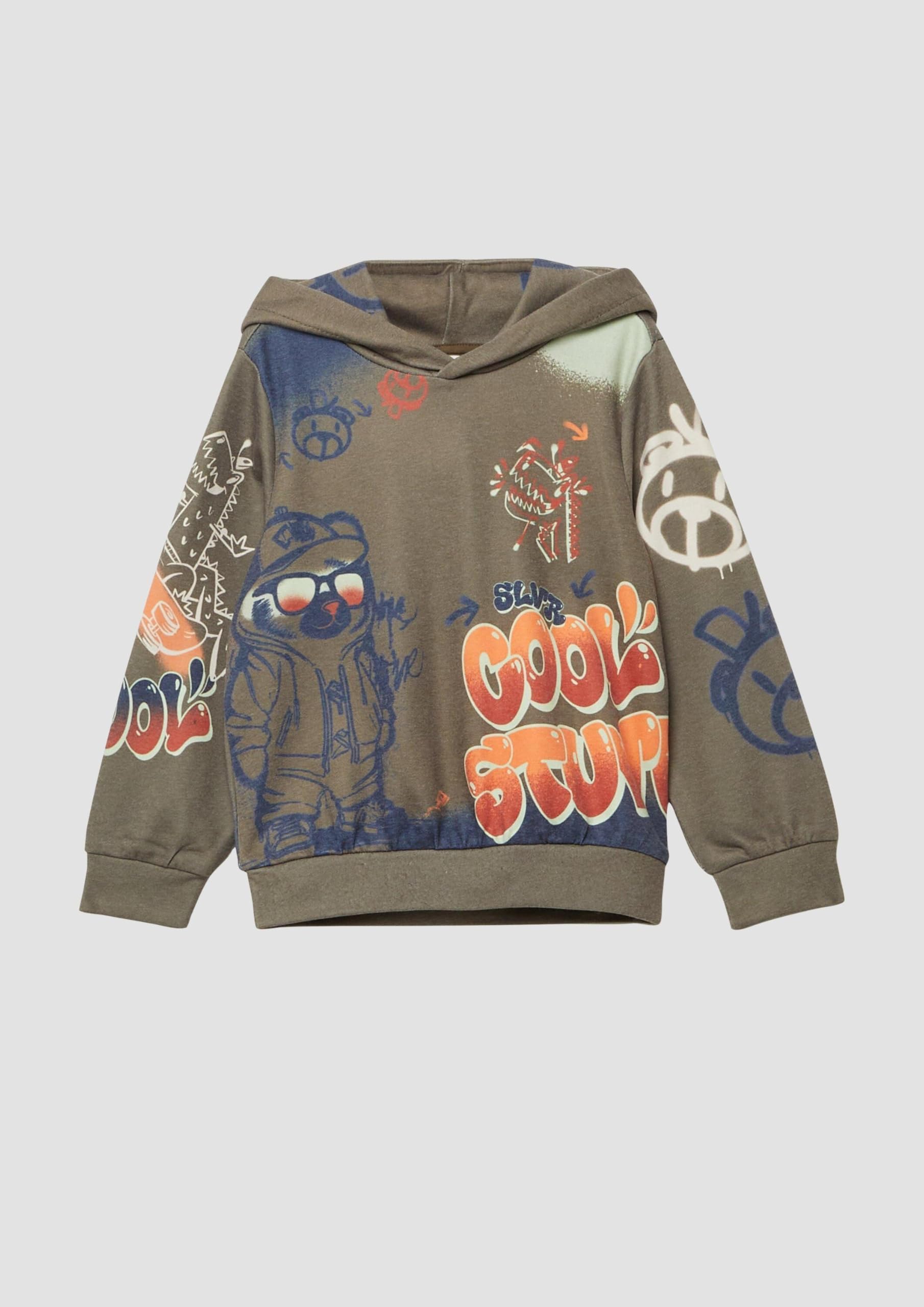 s.Oliver RED LABEL Hoodie Graffiti-Print braun creme weich