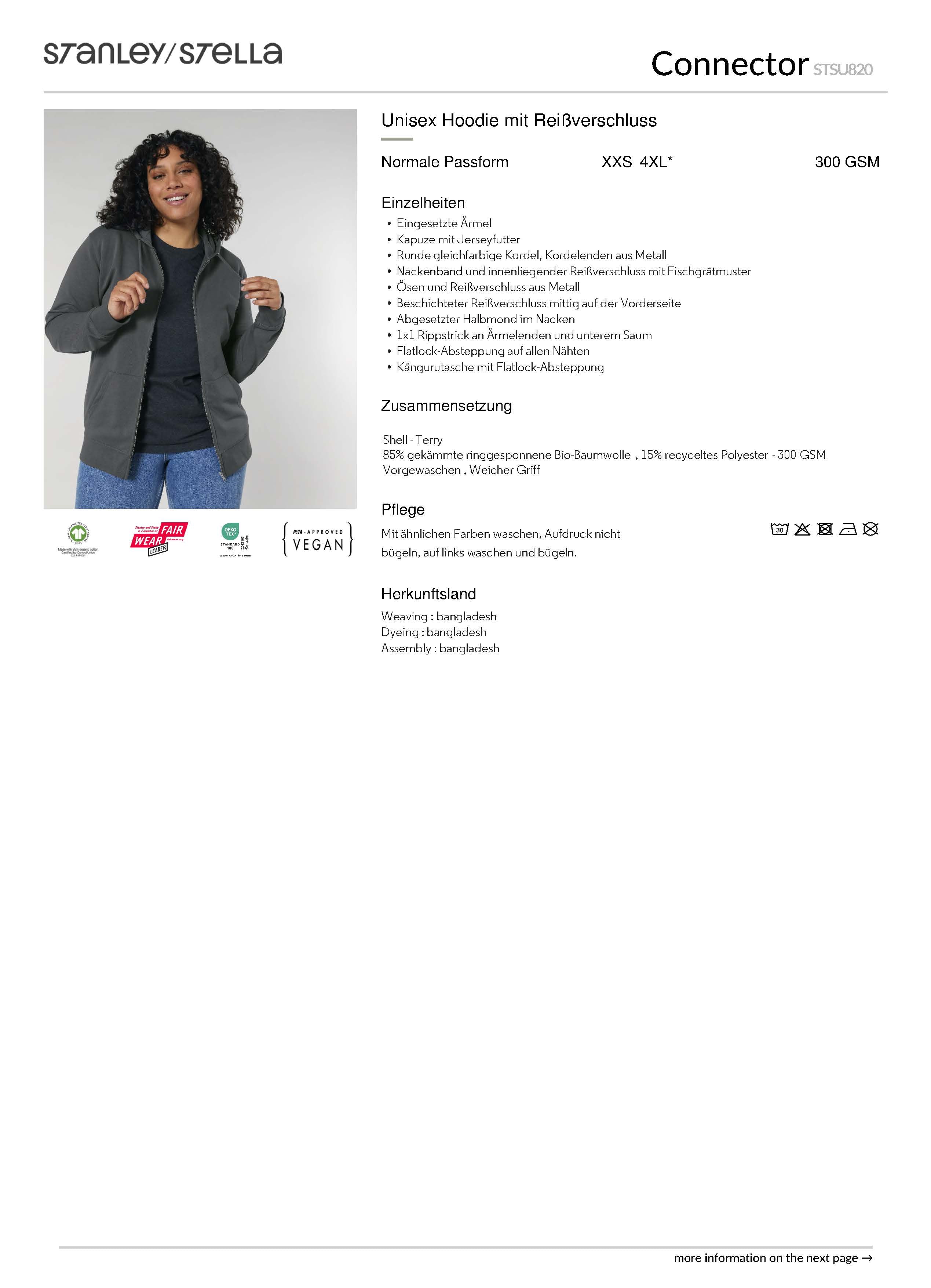 dna merch Less Fashion More Style Kapuzenjacke heidegrau Bio