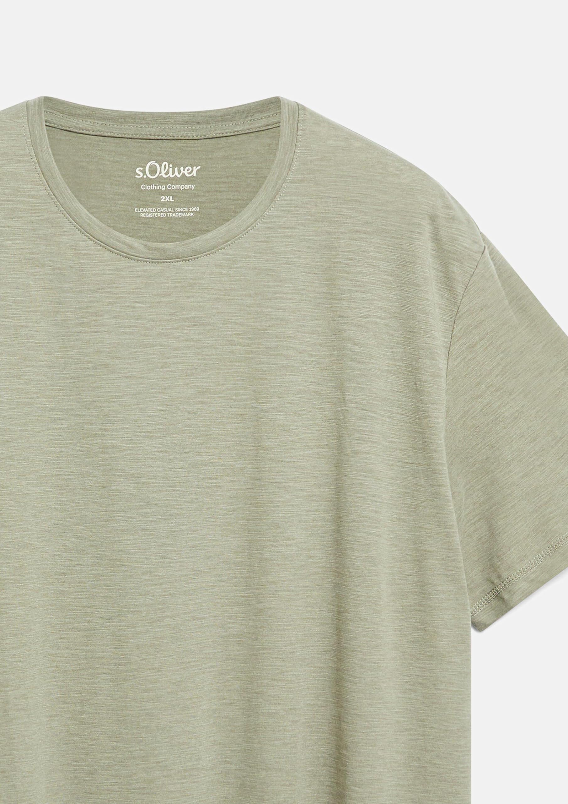 s.Oliver T-Shirt meliert Baumwollmix Olivgrün