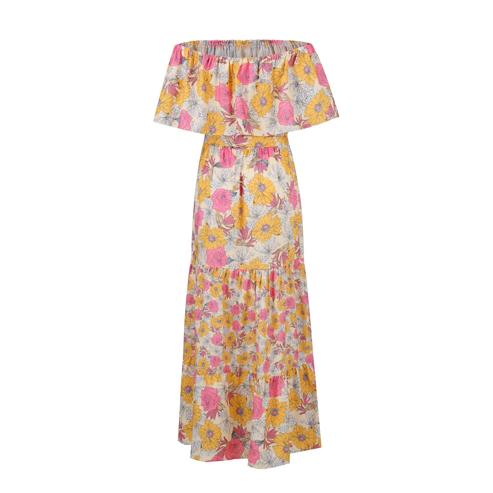 Singular Maxikleid Kleid Gelb E# Yellow Off-Shoulder Boho