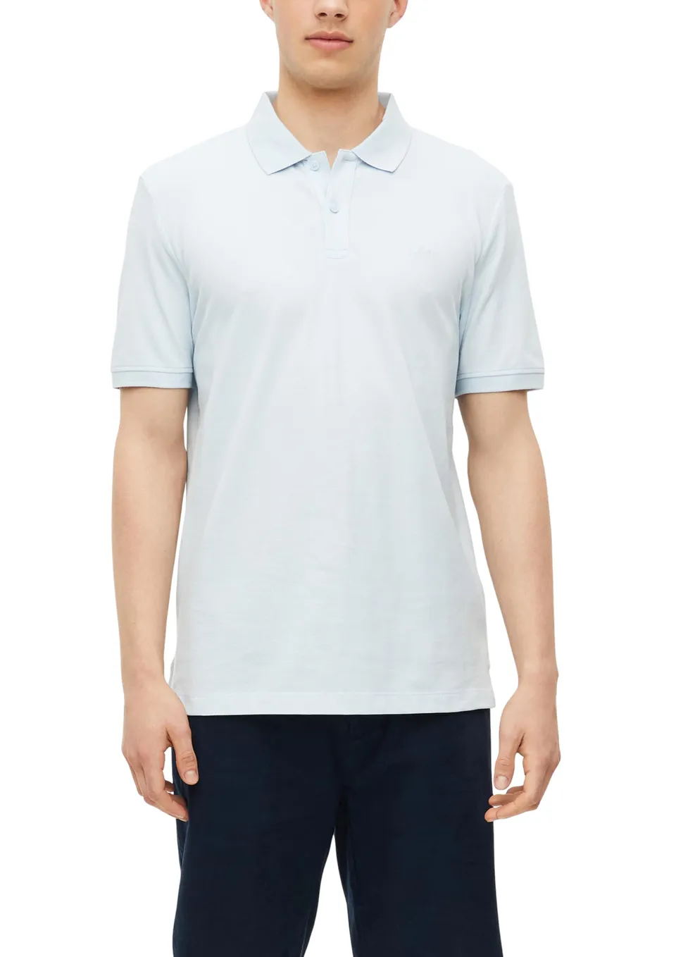 s.Oliver RED LABEL Polo-Shirt Baumwolle blassblau kurzarm
