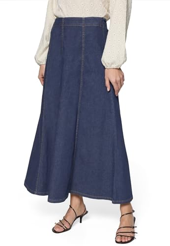 zero Jeansrock Maxi A-Linie Damenrock 40 Dark Blue Denim lang