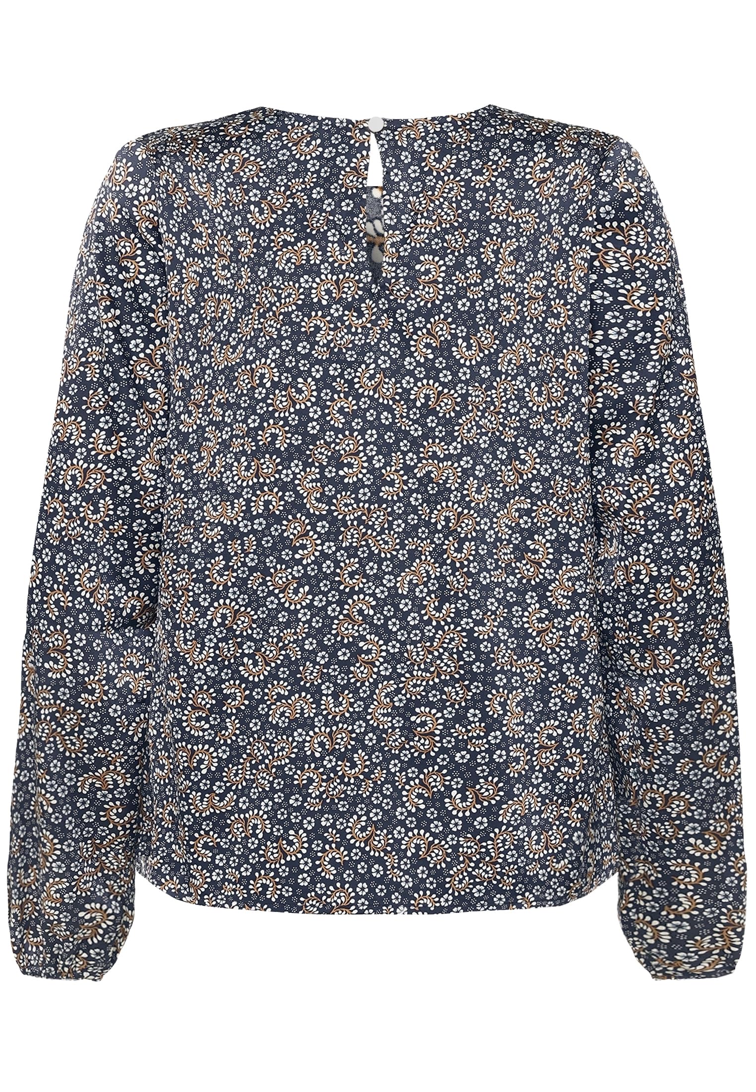 zero Satinbluse mit Druck Damen Dark Bluecream Gr. 40 glänzend