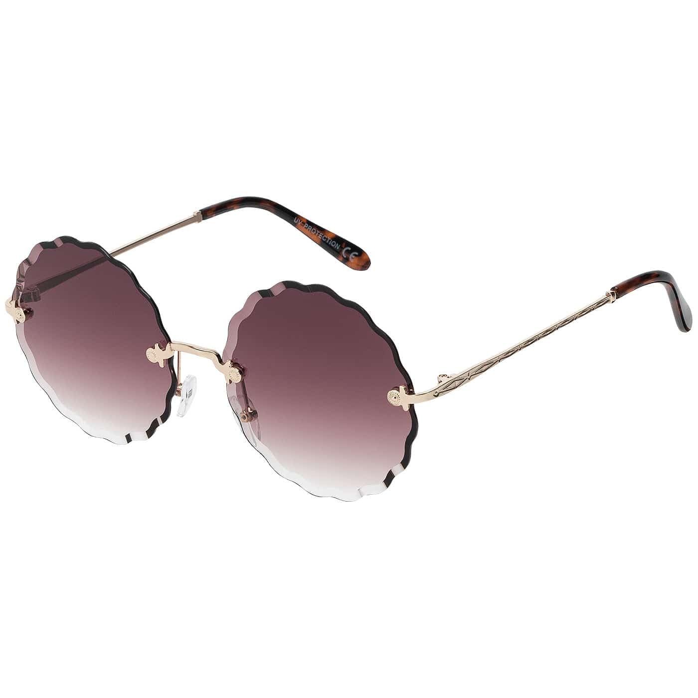 BEZLIT Damen Sonnenbrille rund randlos Blau Rosa Verlauf UV400