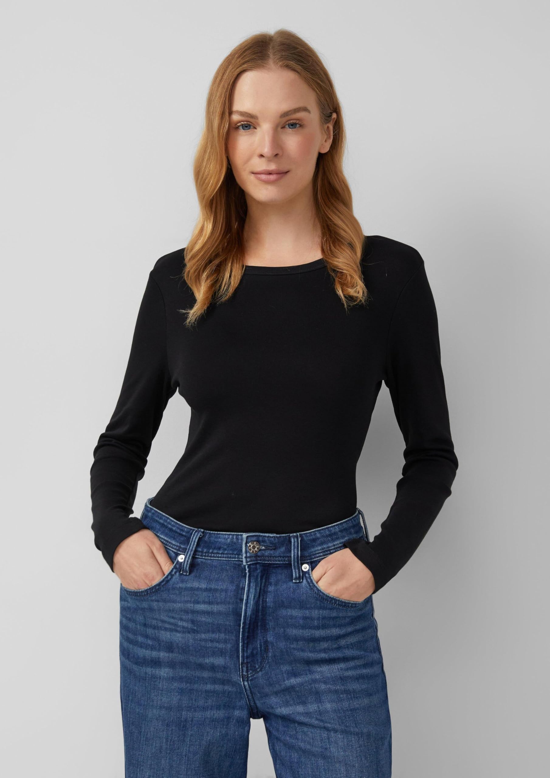 s.Oliver Slim-Fit Longsleeve 2er-Pack Schwarz gerippt