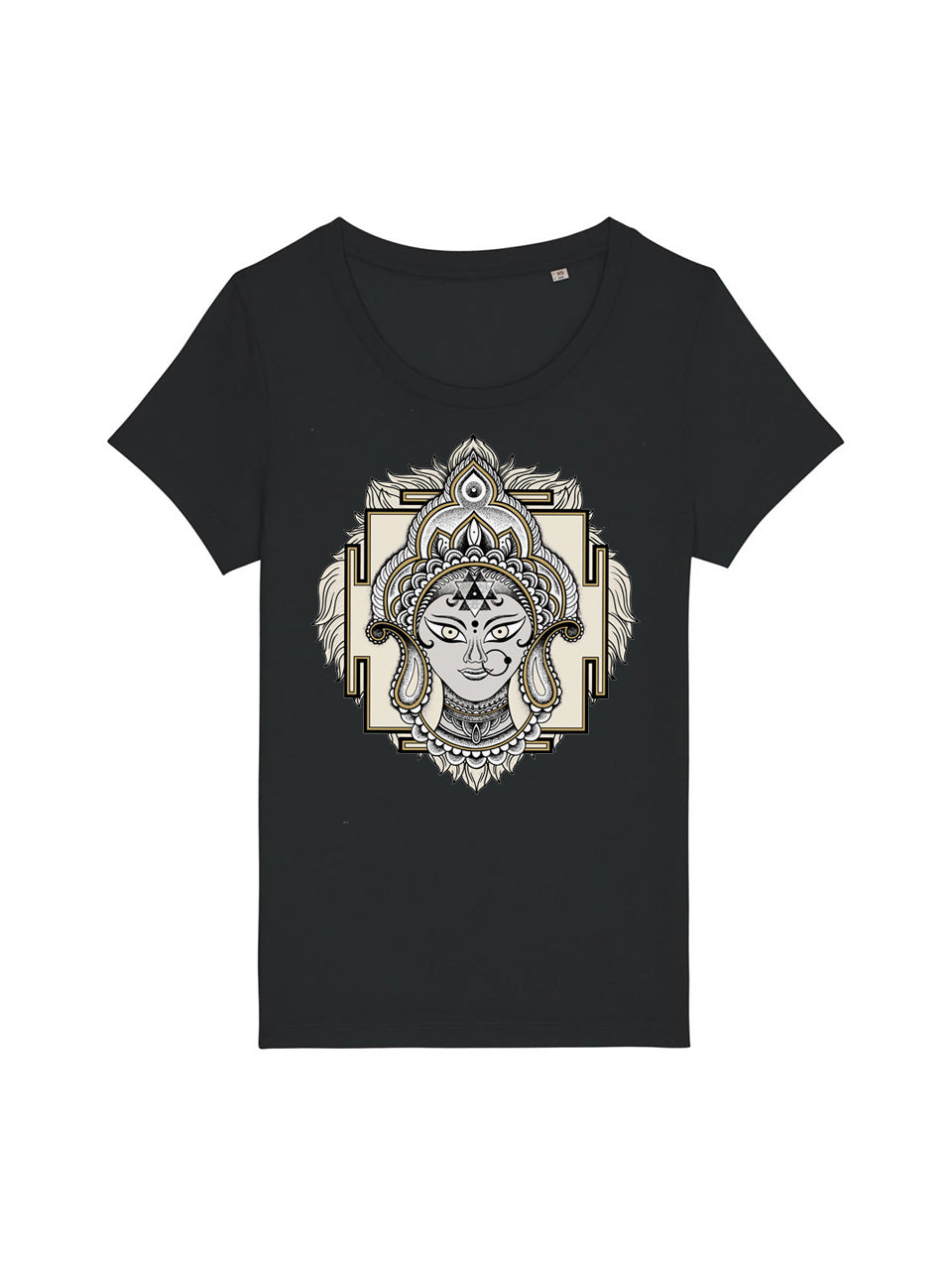 dna merch Sonja Punktum Durga Damen T-Shirt Schwarz Bio-Baumwolle