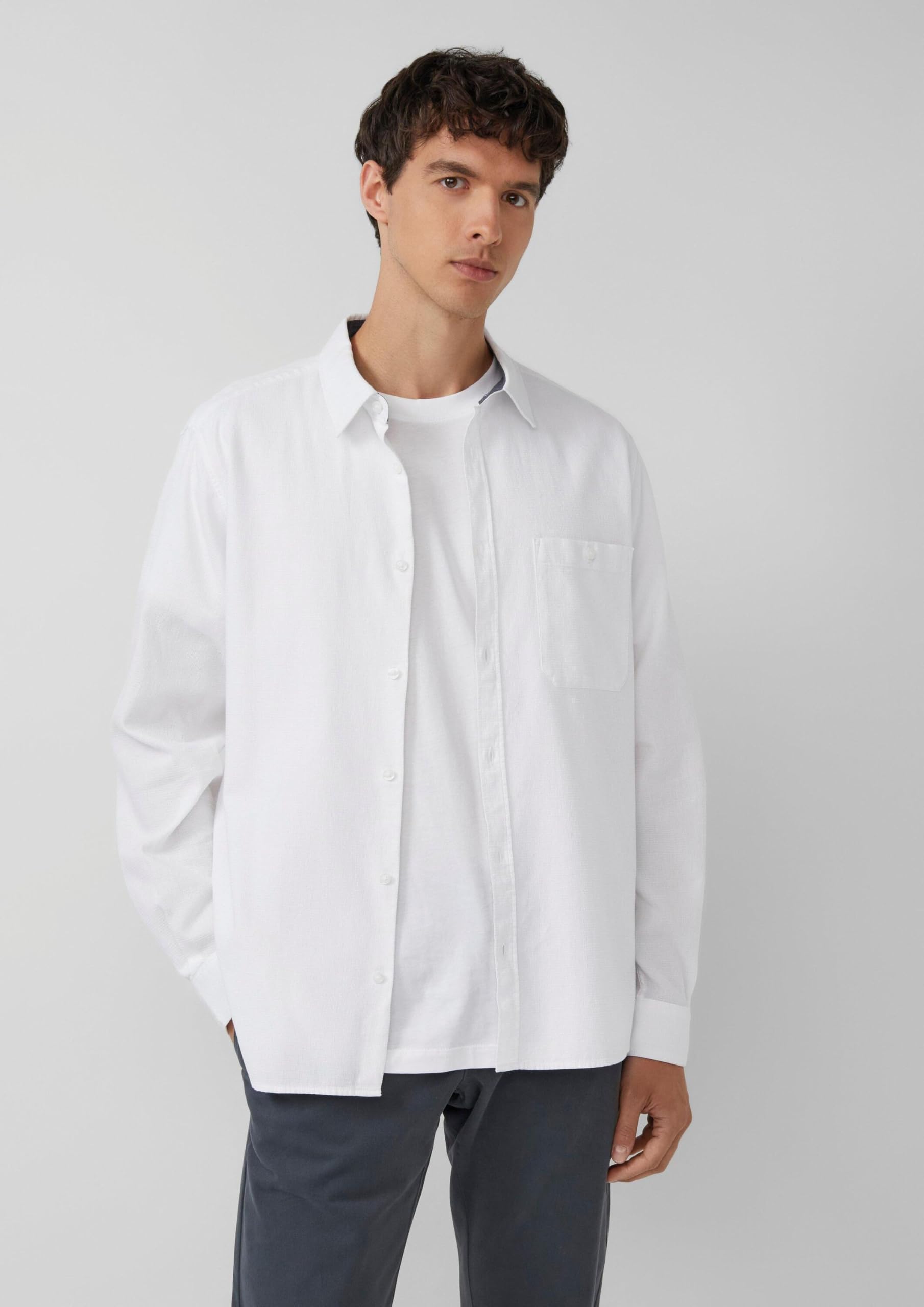 s.Oliver Red Label Hemd M weiß Regular Fit Baumwolle