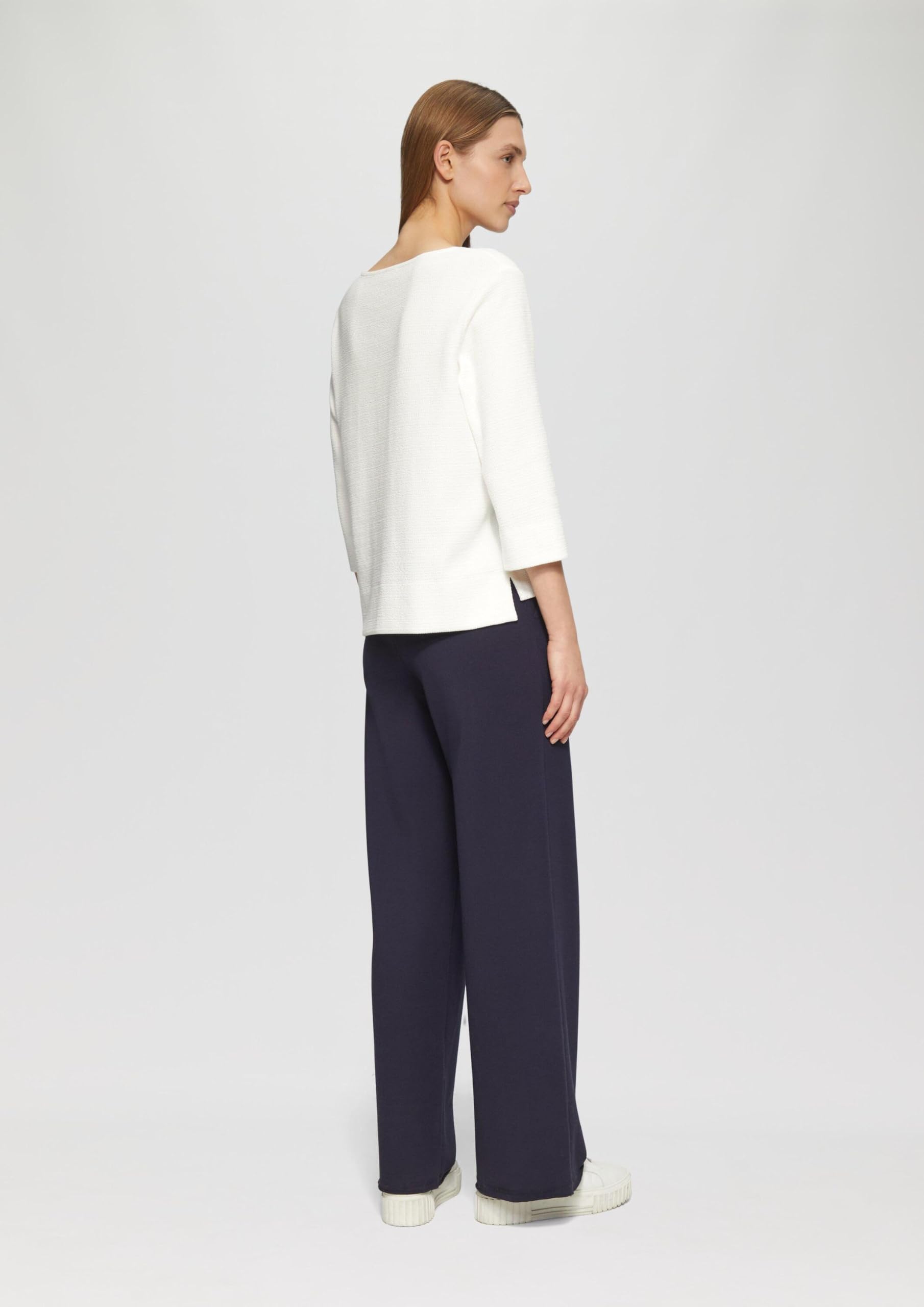 s.Oliver Sweatshirt mit V-Ausschnitt 3/4-Arm Jersey strukturiert