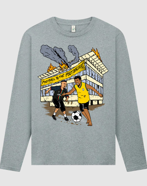 dna merch Football To The Footballers Langarmshirt Schwarz Biobaumwolle