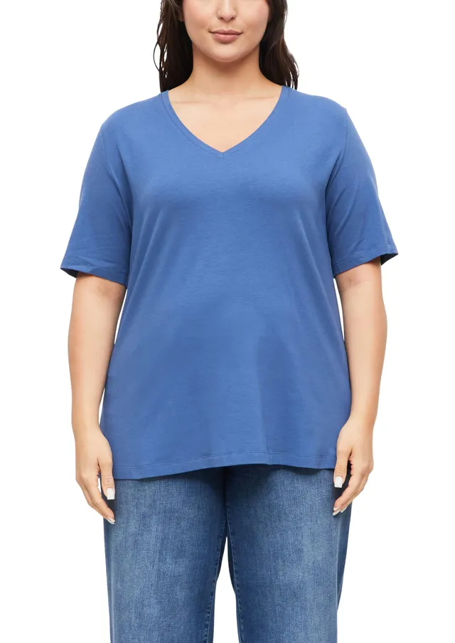 s.Oliver T-Shirt V-Ausschnitt Blau Gr. 44