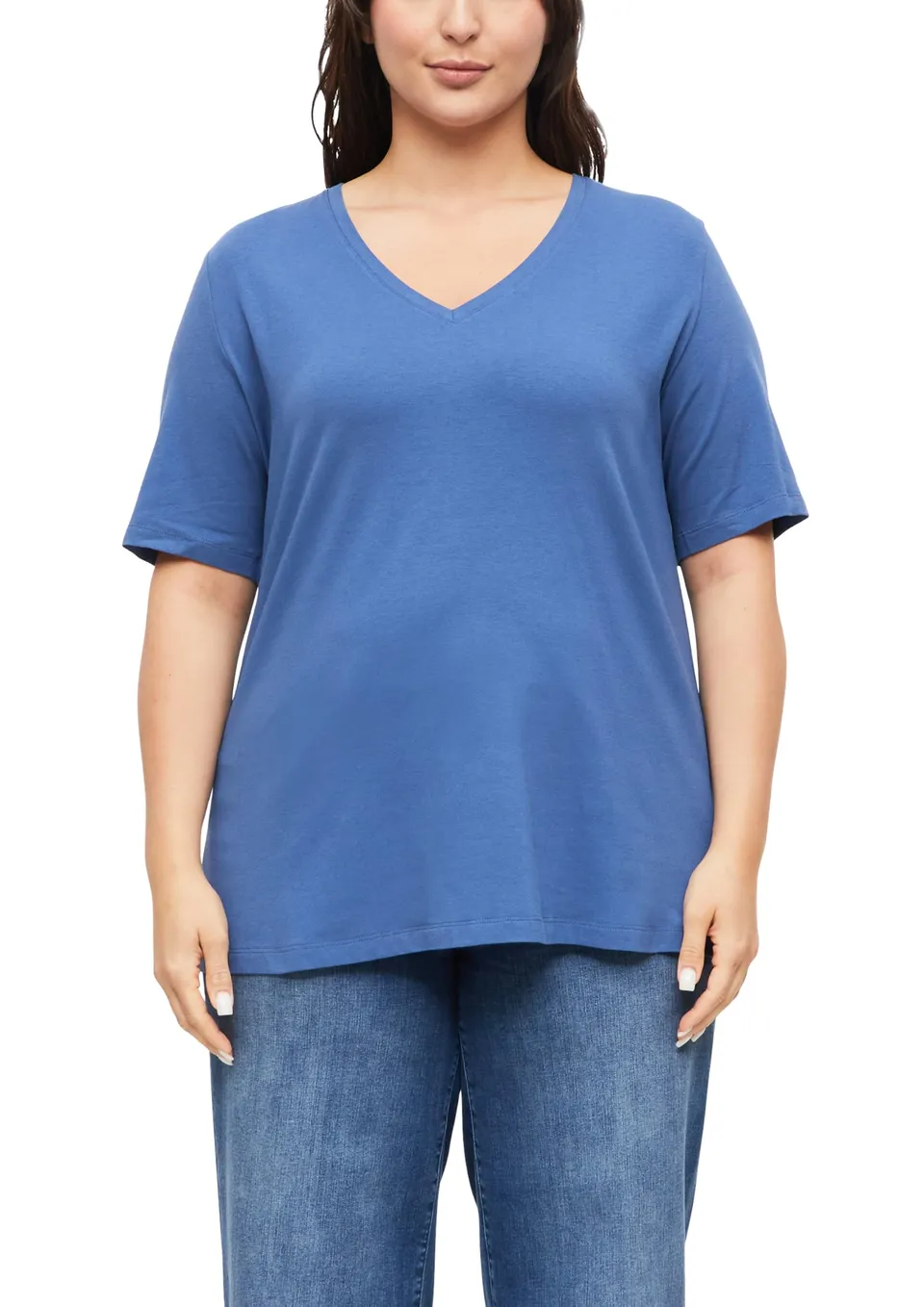 s.Oliver T-Shirt V-Ausschnitt Blau Gr. 44