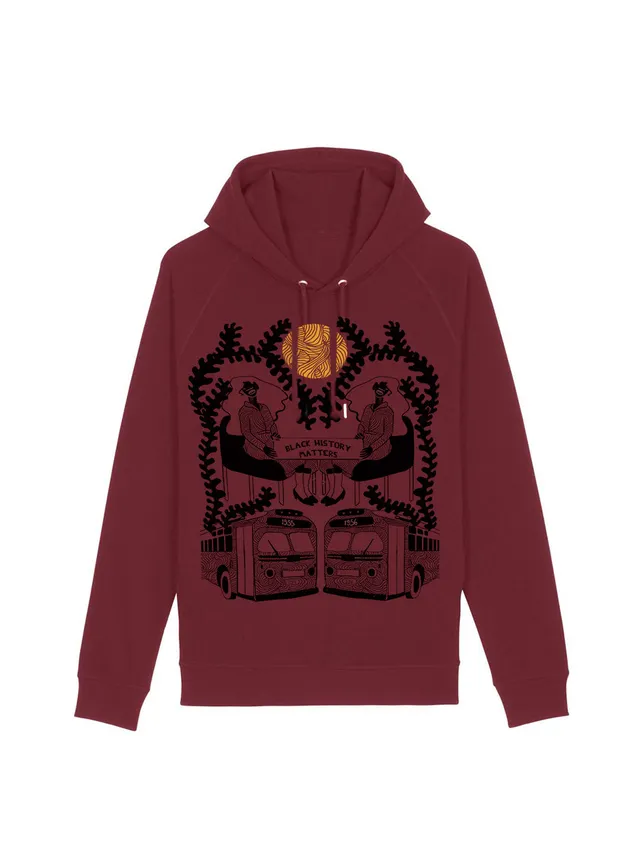 dna merch Working Class History Montgomery Busboykott Hoodie Burgunderrot