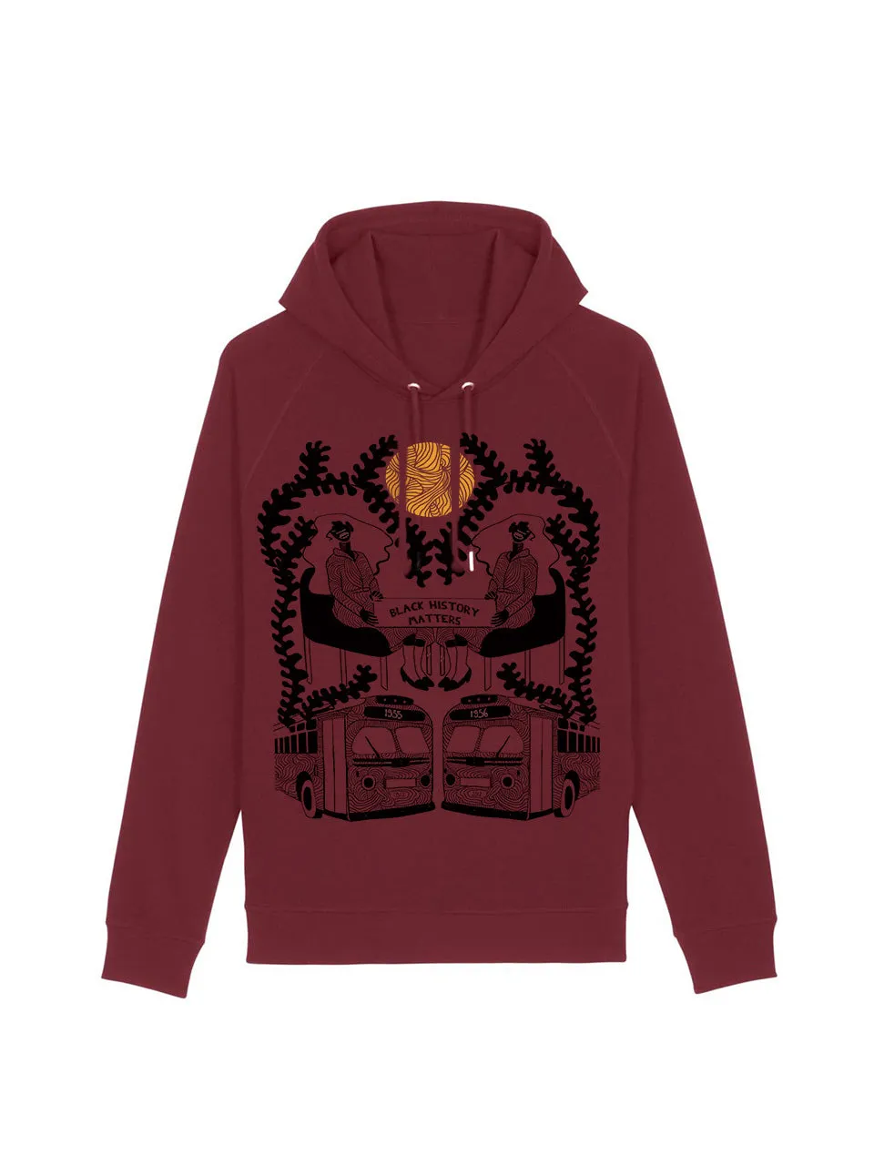dna merch Working Class History Montgomery Busboykott Hoodie Burgunderrot