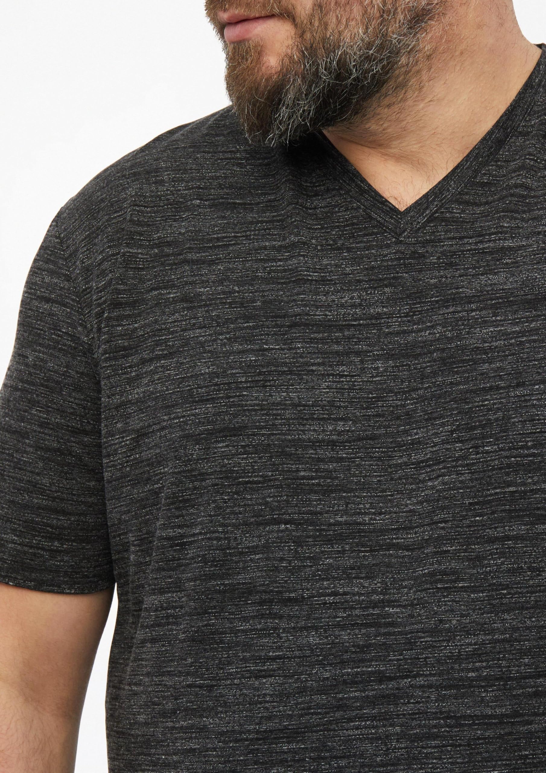 s.Oliver V-Ausschnitt T-Shirt meliert schwarz