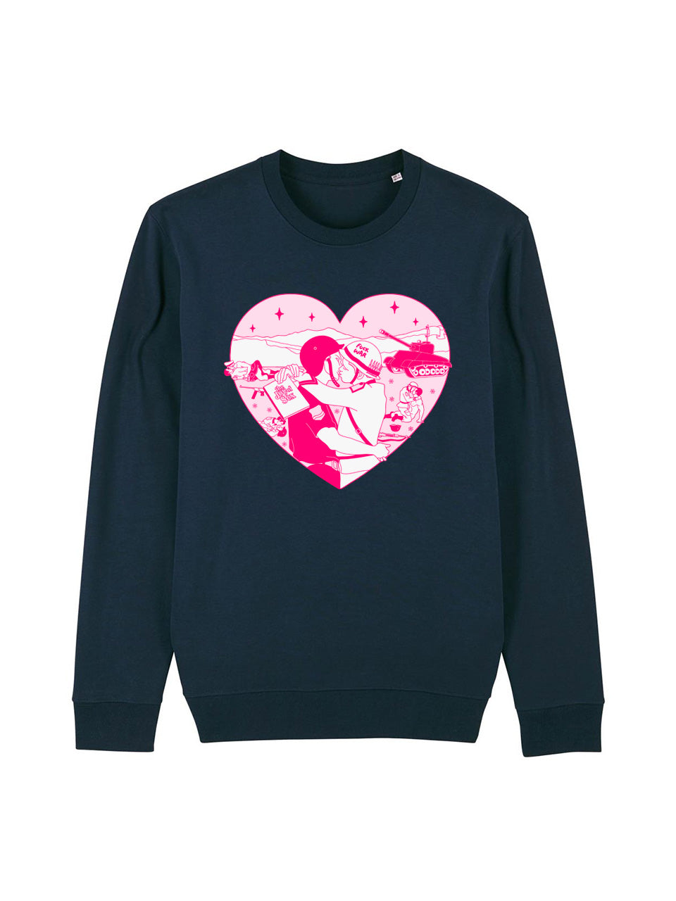 dna merch Freude Am Frieden Rundhalspullover Damen Schwarz Baumwolle