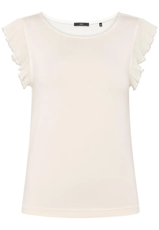 zero T-Shirt Rüschen mit Perlen Shirt 38 Eggnog