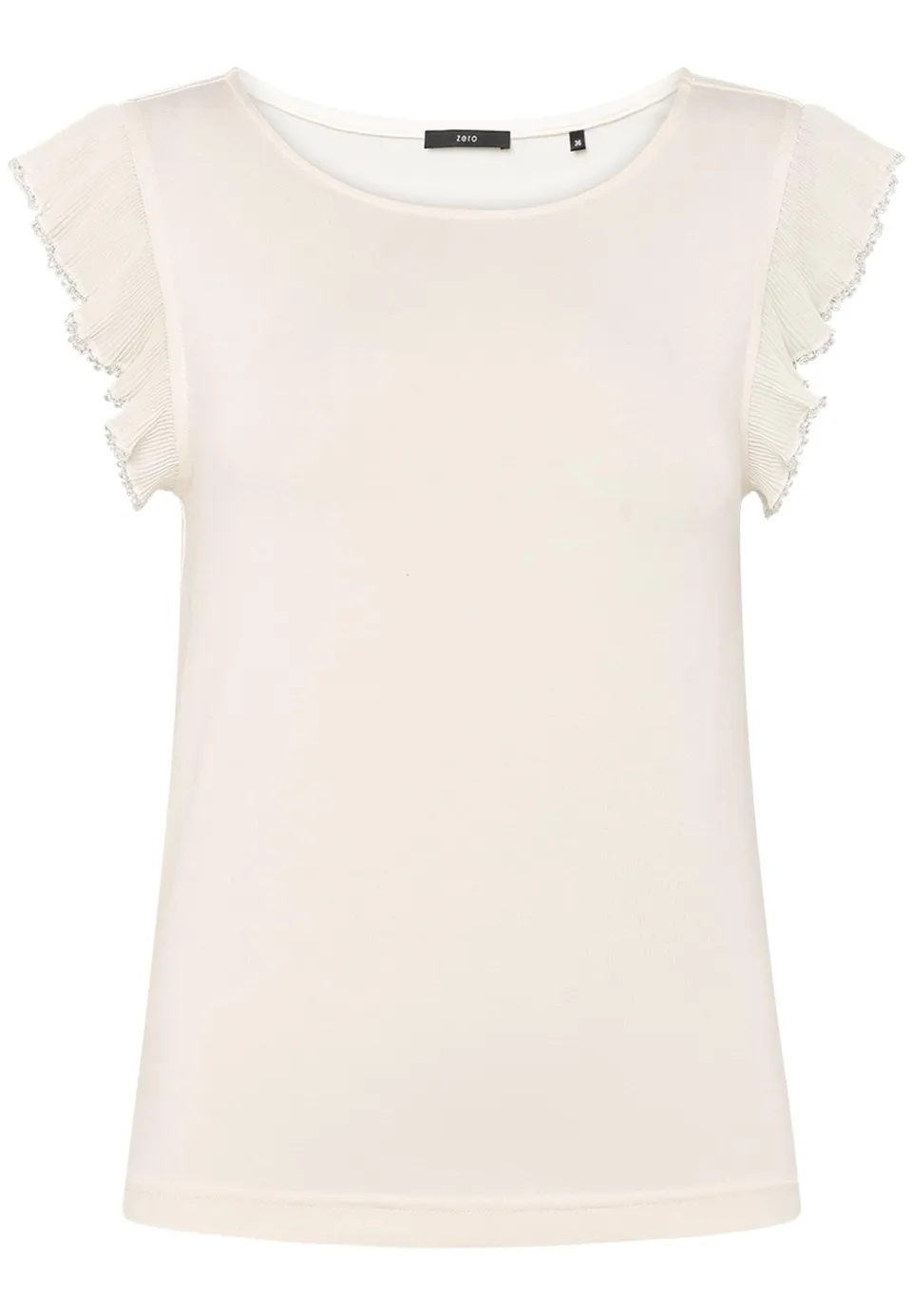 zero T-Shirt Rüschen mit Perlen Shirt 38 Eggnog